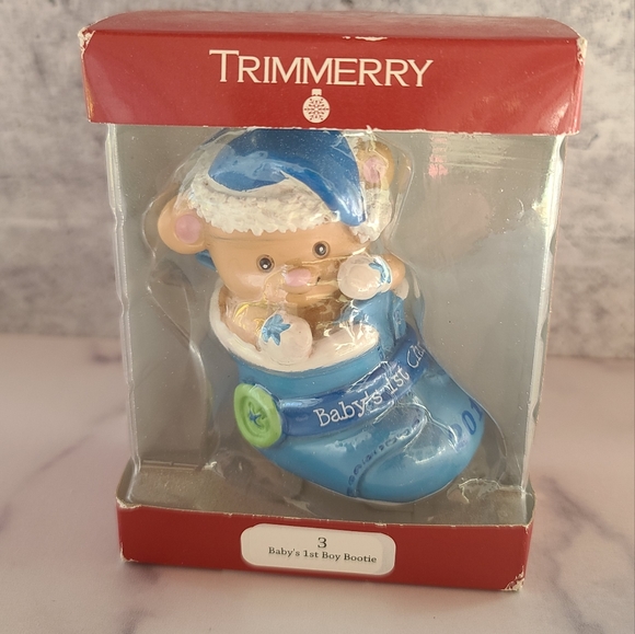 Trimmerry Baby's 1st Boy Bootie Christmas Ornament - Picture 2 of 12